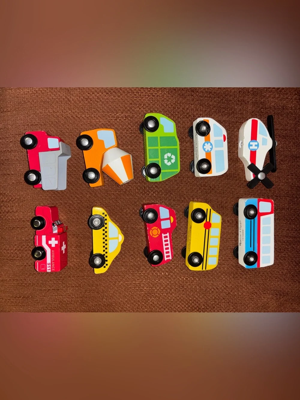 Melissa & Doug Bright Wooden Vehicle Toy Set - Multicolor (10)